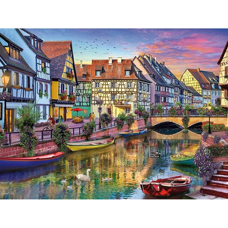Full Round Drill Diamond Embroidery Water Town 5D DIY Diamond Painting Cross Stitch Rhinestone 20X30CM