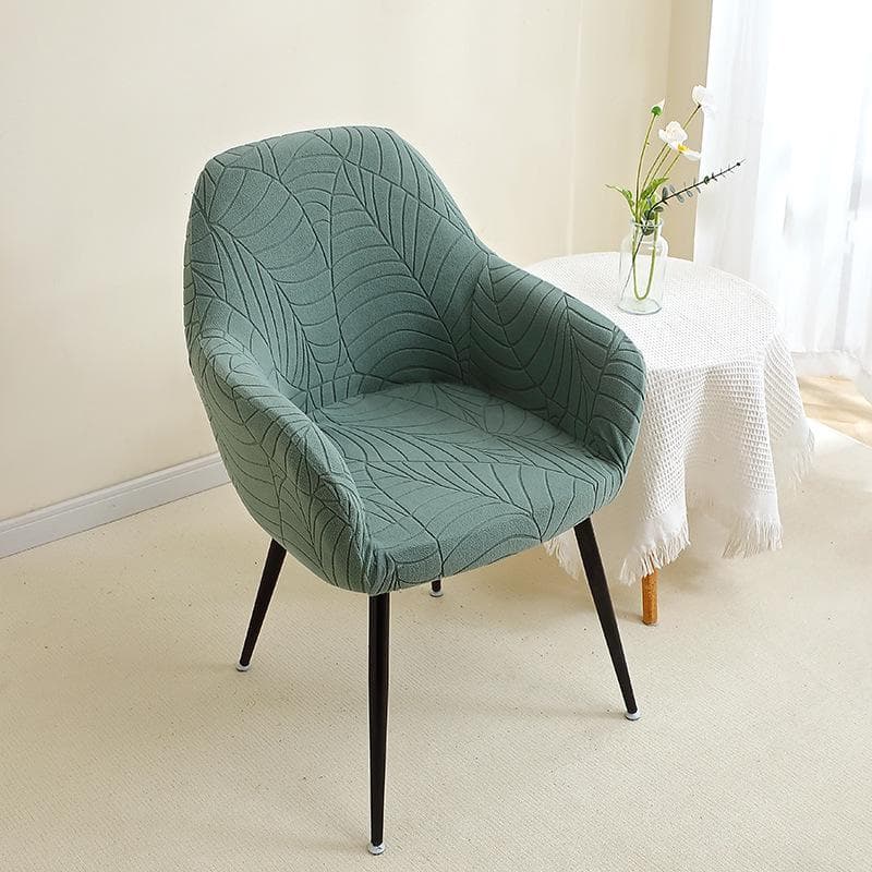 Elegant Leaf Jacquard Velvet Dining Chair Cover - Dustproof, Elastic, Full Coverage, Universal Fit for High Armrest Chairs High Armrest Chair Cover