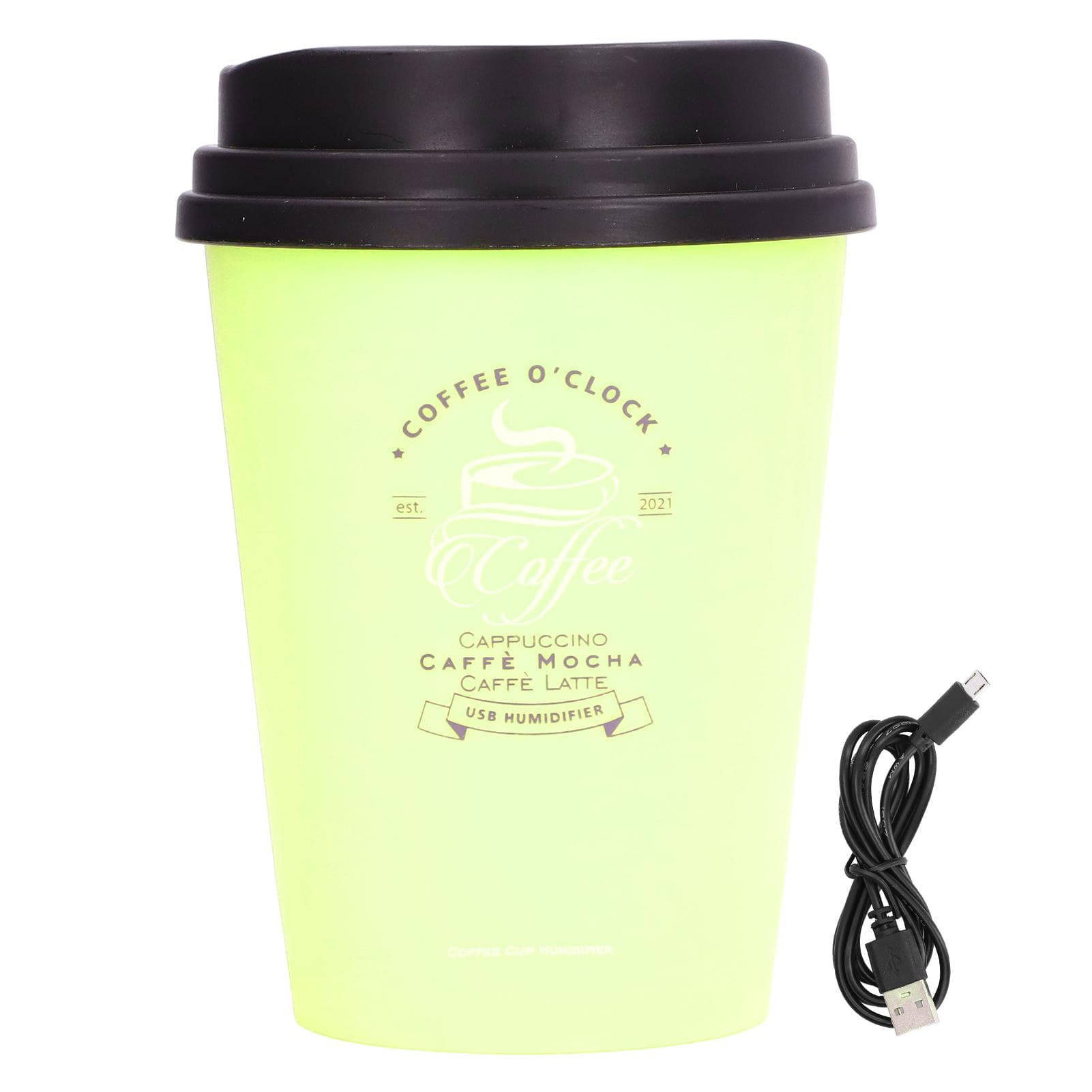 USB Humidifier 300ml Coffee Cup Low Noise Auto Off Compact Lightweight Space Saving Mini Humidifier green