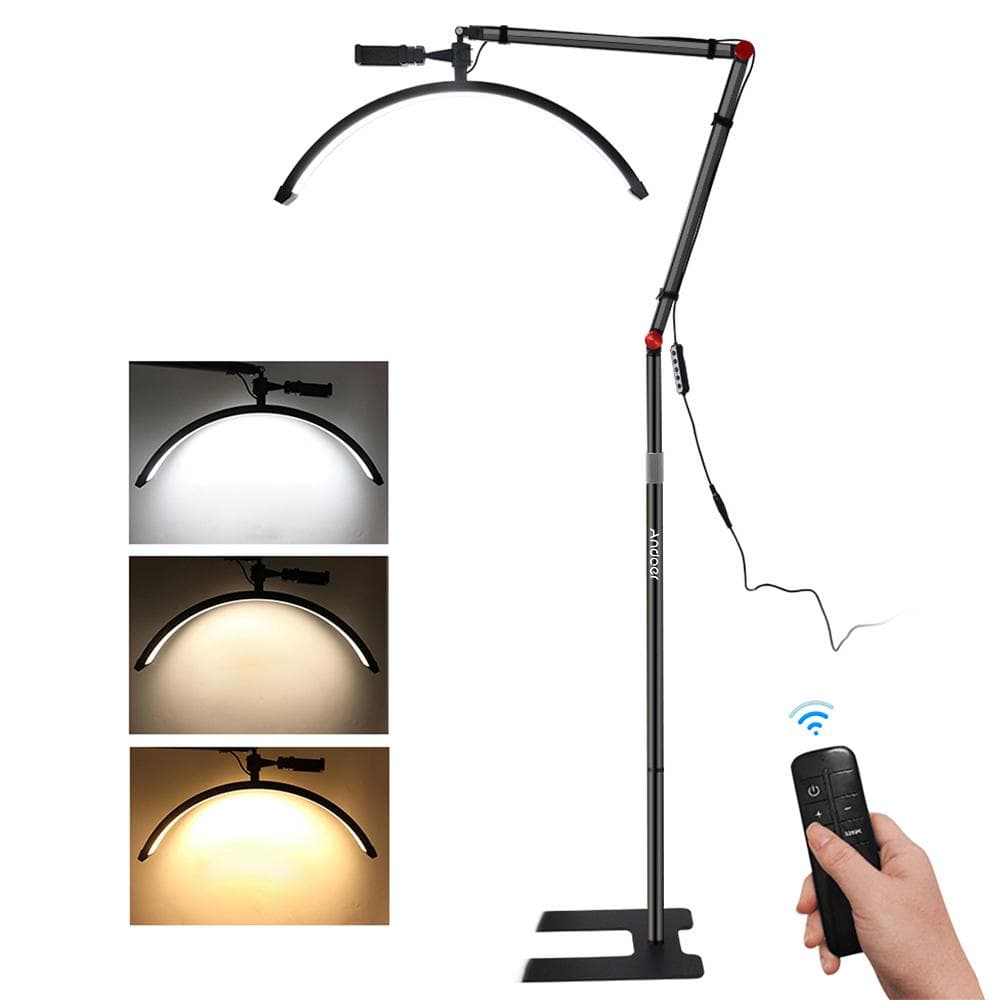Andoer HD-M700X 23 Inch Floor LED Video Light 36W Half-moon Shaped Fill Light 3200K-5600K Dimmable US Plug black