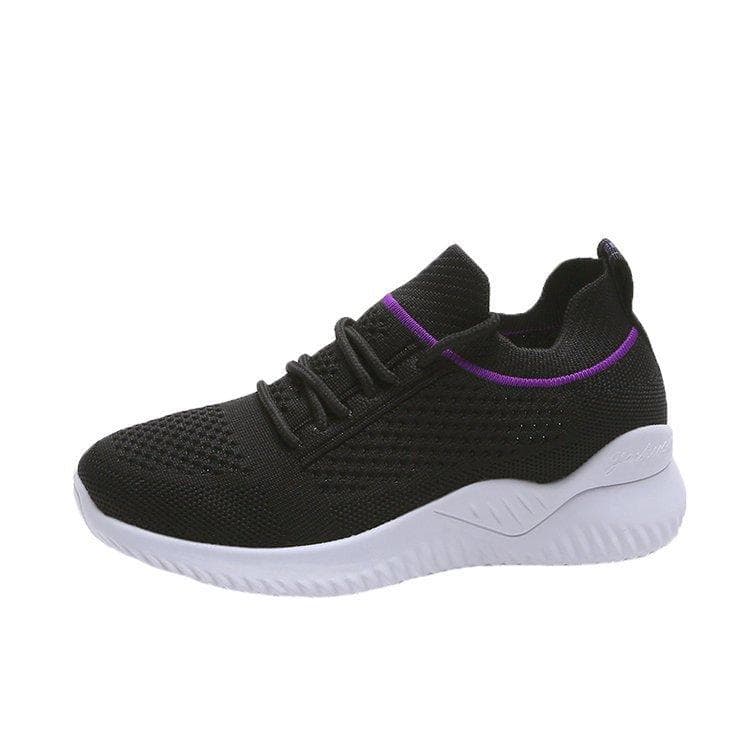 Women's Running Shoes New Comfortable Casual Sports Shoes Breathable Fly Woven Mesh Women's Shoes 40 black