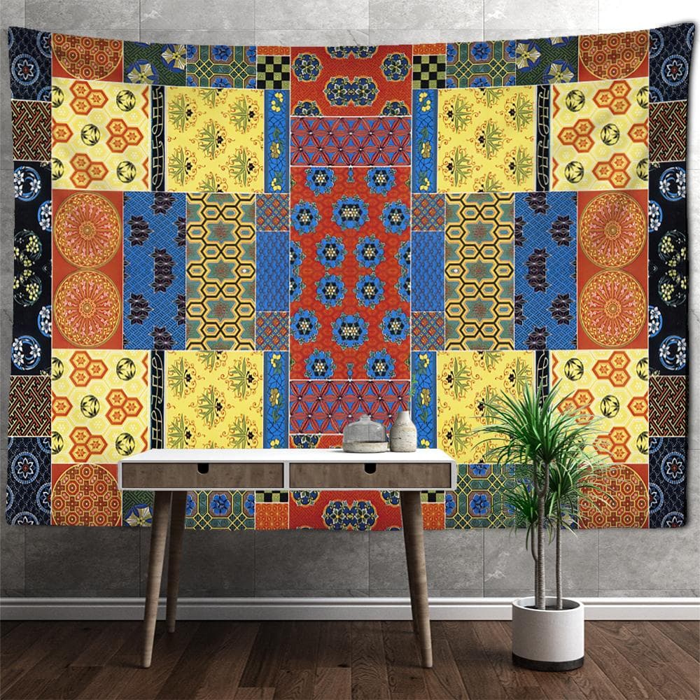 Romantic Mysterious Pattern Tapestry Wall Hanging Psychedelic Witchcraft Hippie Mandala Background Wall Decor 95x70cm