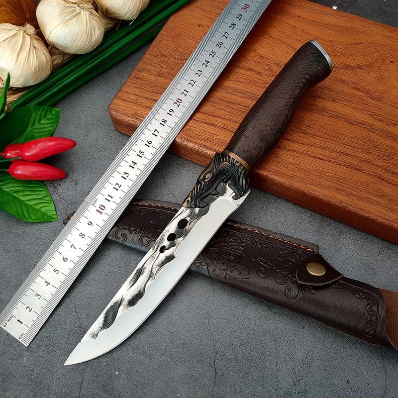 High-Carbon Steel Forged Butcher Boning Knife Kitchen Meat Cleaver Handmade Fishing Knives with Wood Handle Size2