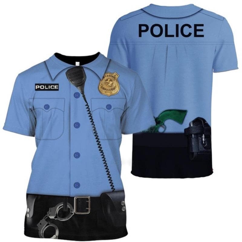 Summer Men's T-shirts 3d Police Uniform Print O-neck Short Sleeve Fashion Cosplay Clothing Oversized Streetwear Tops Tee Shirts 4XL