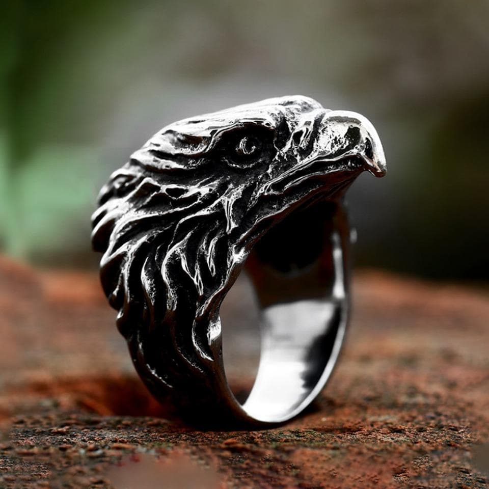 New Design Vintage Viking Eagle Ring For Men 316L Stainless Steel Punk Hip Hop Animal Ring Fashion Amulet Jewelry Gift 12