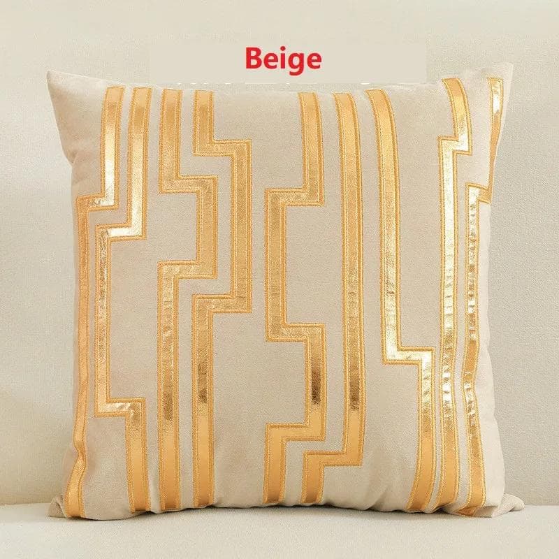 Luxury Golden Bronzing Thicken Velvet Pillow Cushion Cover 45*45 Geometric Kussenhoes Coussin Home Sofa Decorative Funda Cojin 450mm*450mm beige
