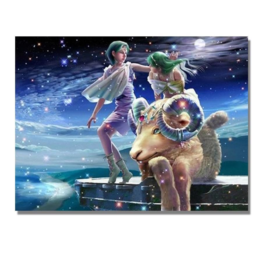 Diamond Painting 12 Zodiacal Diamond Embroidery Constellations Starry Night Landscape Cross Stitch 20X30CM