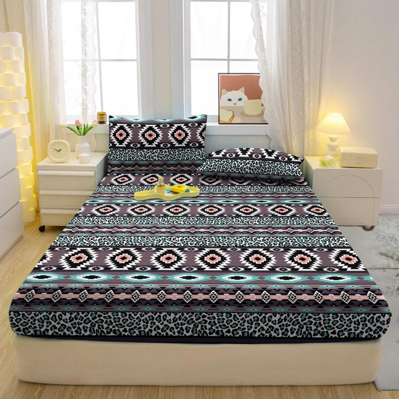 3-Piece Simple Modern Bohemia Pattern Matte Three Piece Fitted Sheet Set, Bedroom Printed Bed Cover Set, Bedding 90x200cm