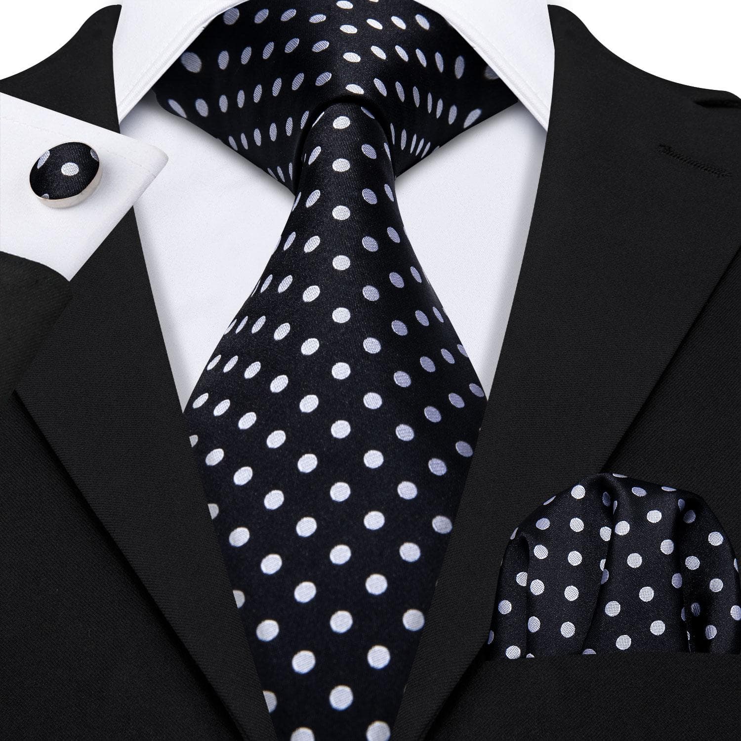 Hi-Tie New Fashion Mens Tie Business Necktie Hanky Cufflinks Tie Set N-1459