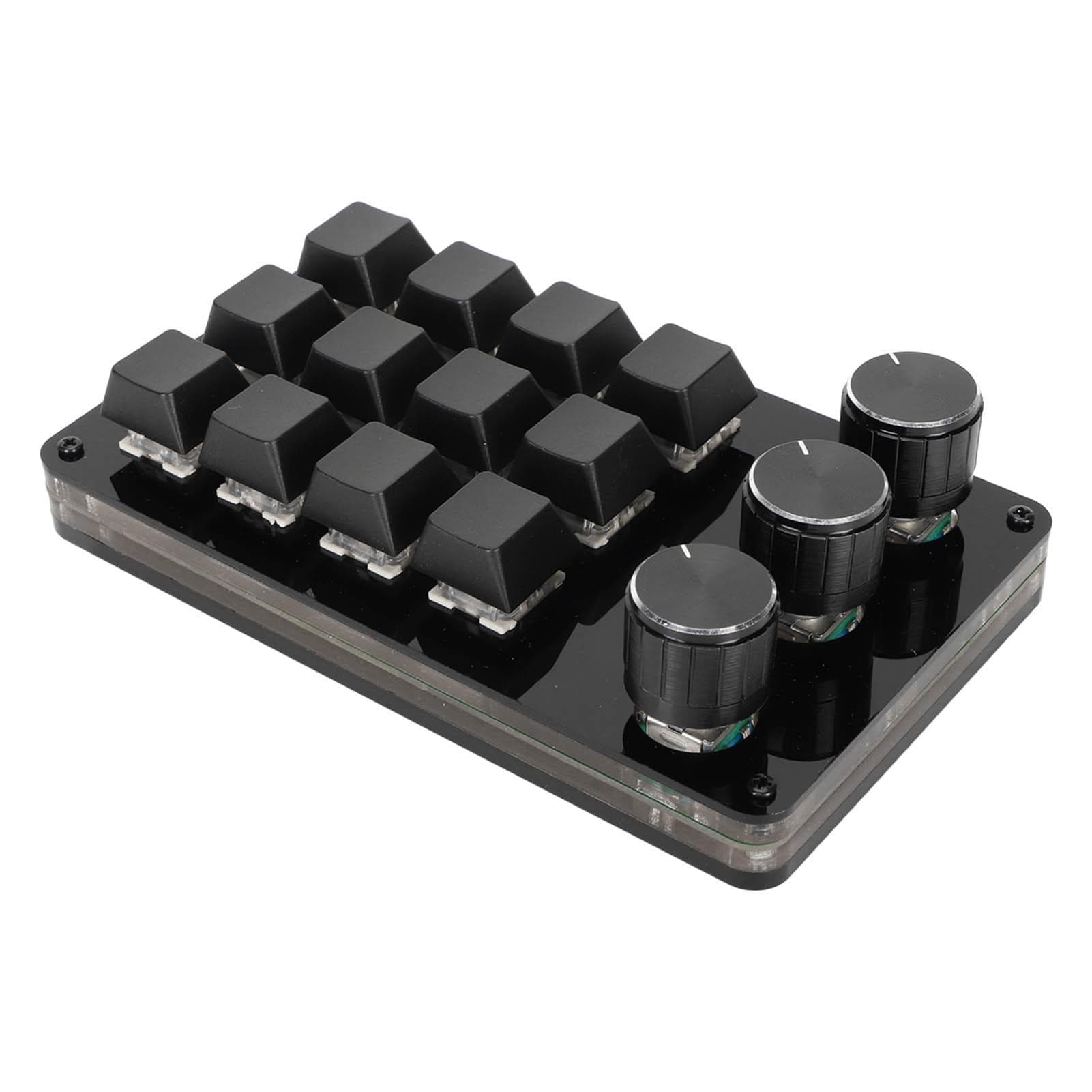 Mini 12 Key Keypad with 3 Knob Custom Programme Hot Swappable Keyboard Cable Separation Blue Switch