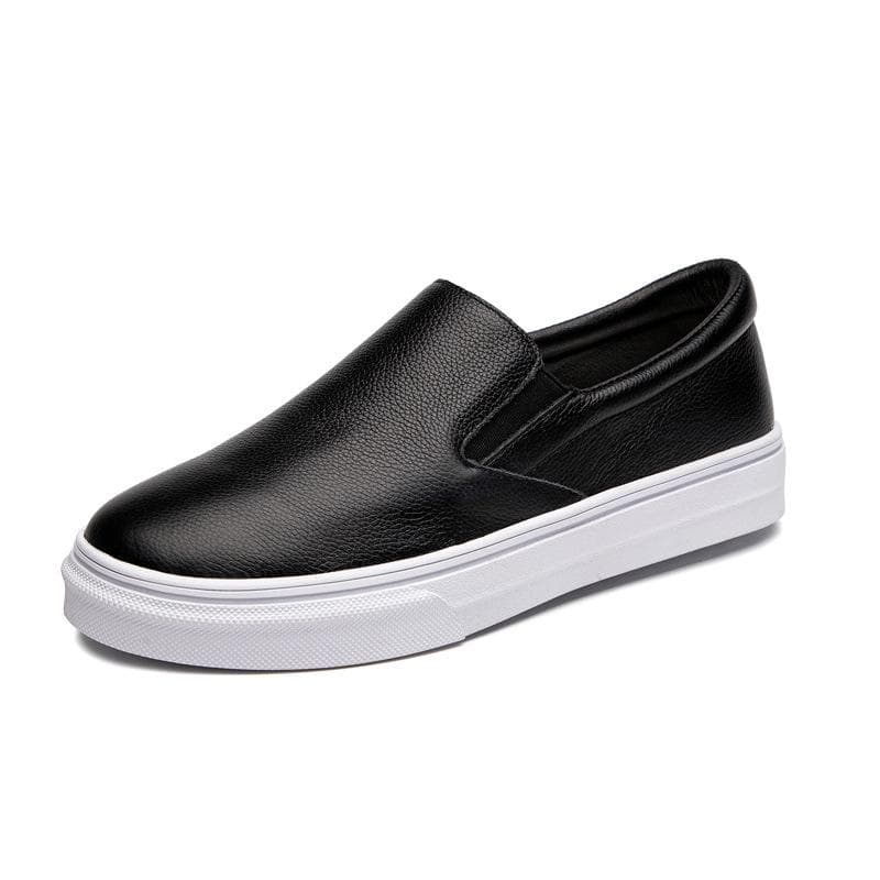Women's Autumn Cowhide Soft Sole Slip-On Loafers - Lightweight, Breathable, Casual, Wear-Resistant Shoes 38 black