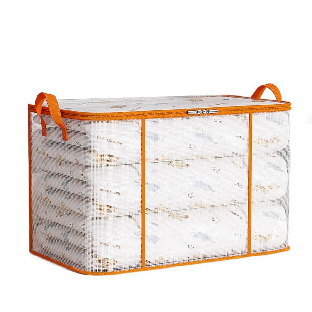 Large Capacity Foldable Storage Bag Transparent Zippered PVC Quilts Storage Bag Moisture Proof Dust-proof Closet Organizer Home