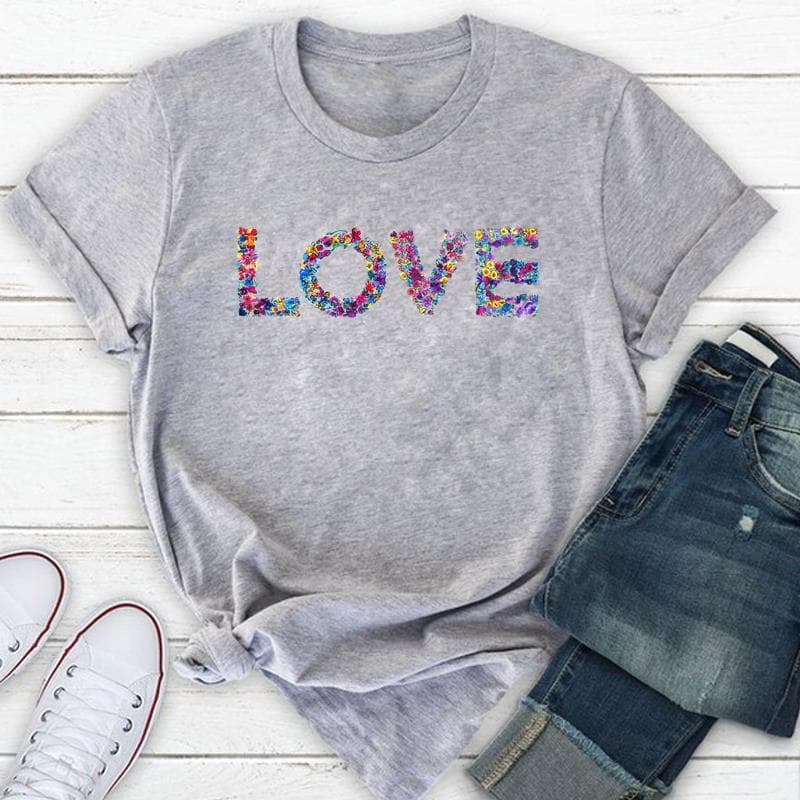 Letter Style Trend Cute Lovely Print Graphic Tee Ladies Female T Clothing Summer Top Casual Women's Fashion Short Sleeve T-shirt L