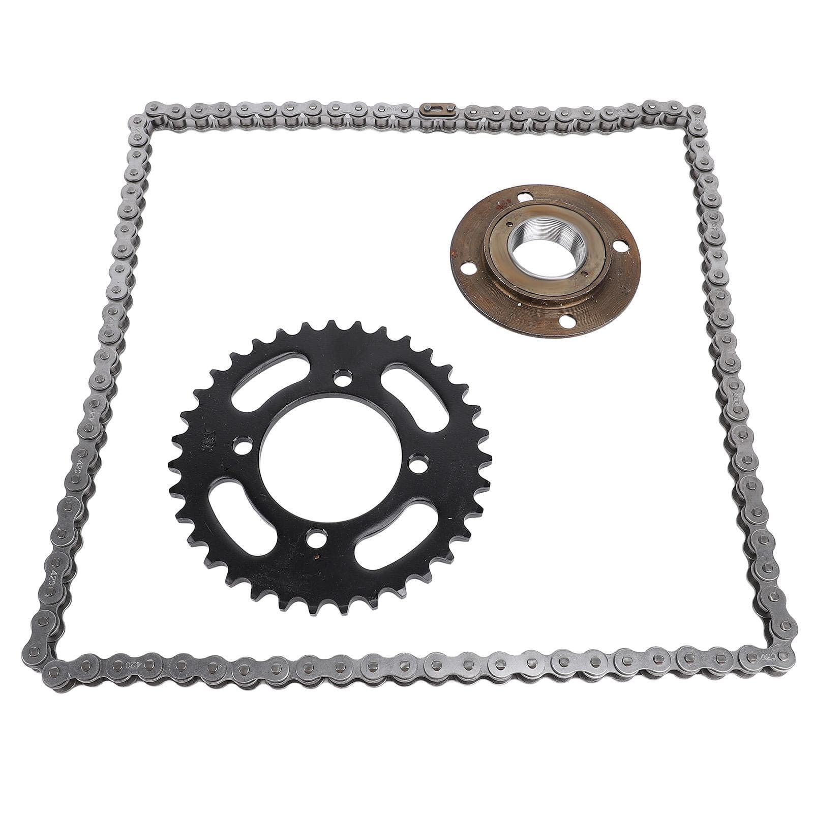 Chain Sprocket Kit Steel 420 76 Links Chain 420 35T Rear Sprocket Toothless Flywheel Modification
