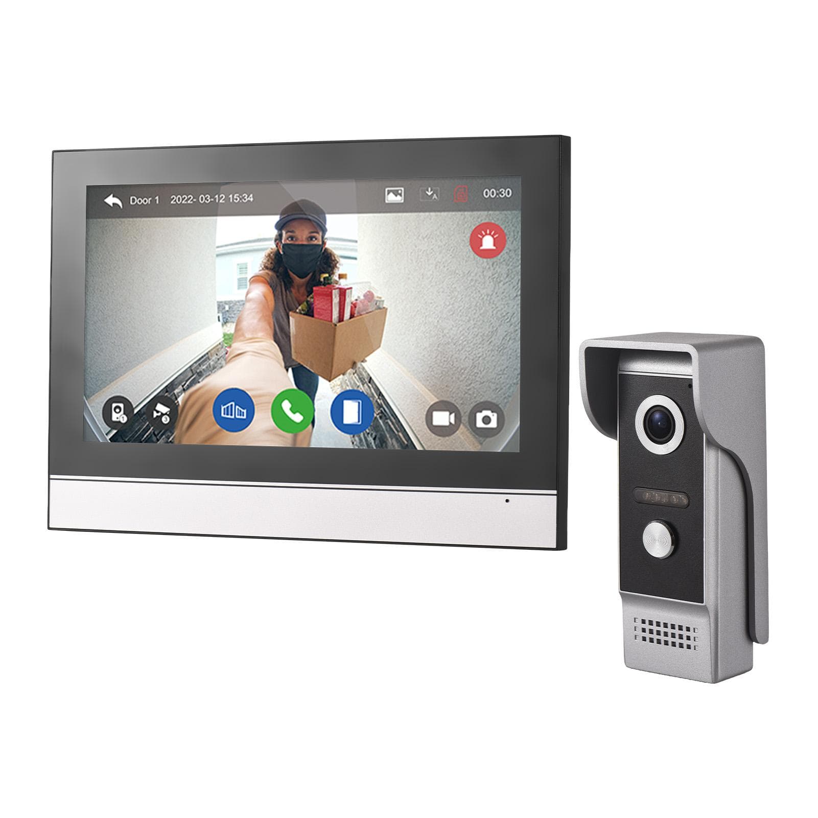 1080P Wireless Video Doorbell Camera with Monitor TY APP WiFi 7 Inch Touch Screen Video Door Phone EU Plug