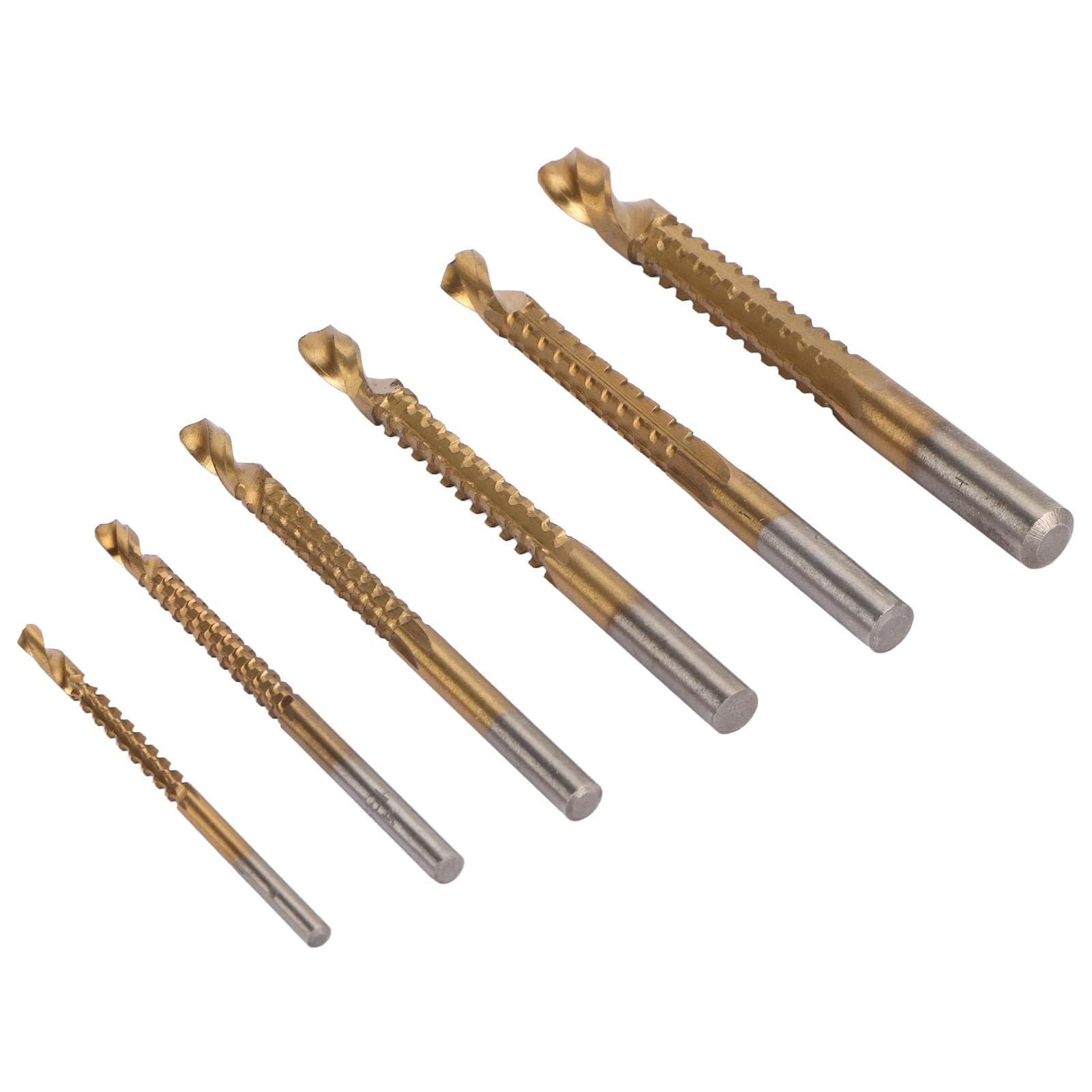 6 Pcs Spiral Saw Drill Bit 3 To 8mm HSS Serrated Side Cutting Drill Bits for Wood Metal Plastic