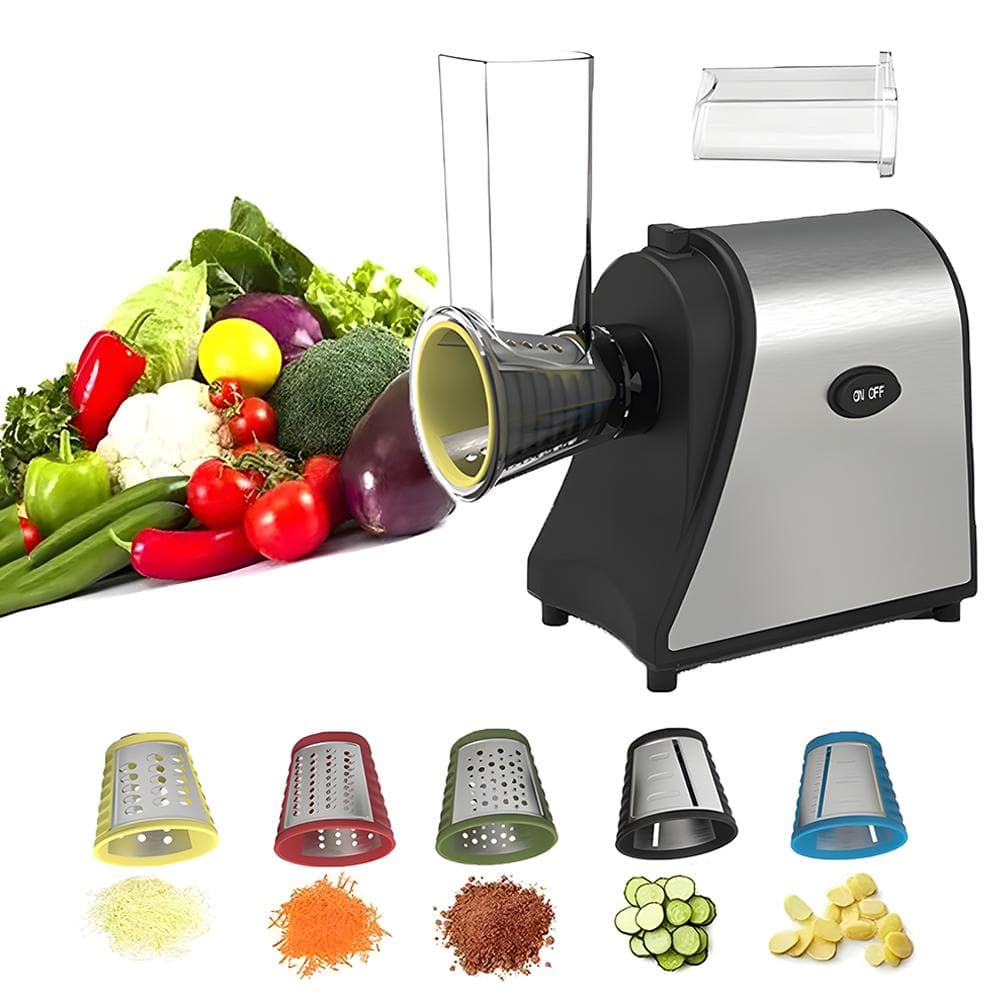 Electric Cheese Grater 1000W Electric Slicer Shredder for Home Kitchen Use One-Touch Easy Control EU Plug black/silver