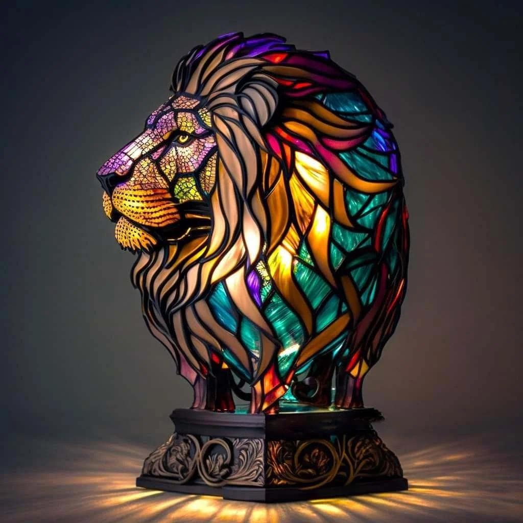Creative Panda Dolphin Lion Leopard Dog Animal Resin Led Night Light Ornament For Gift And Home Lion
