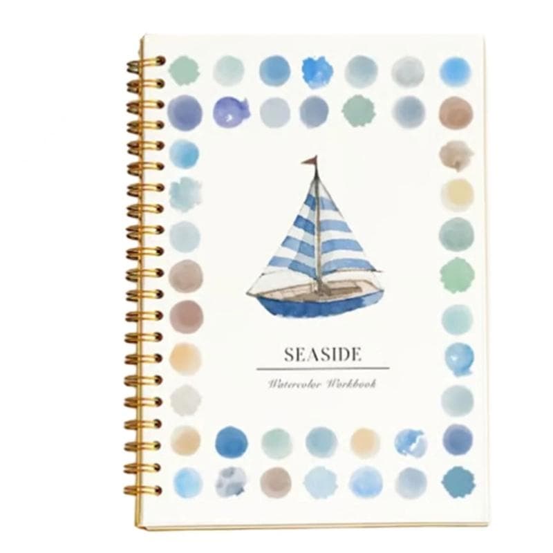 2Pcs Travel Watercolour Workbook 100 Pages Beginner Watercolour Paper Pad with 12 Color Watercolor Paint and Brush 02