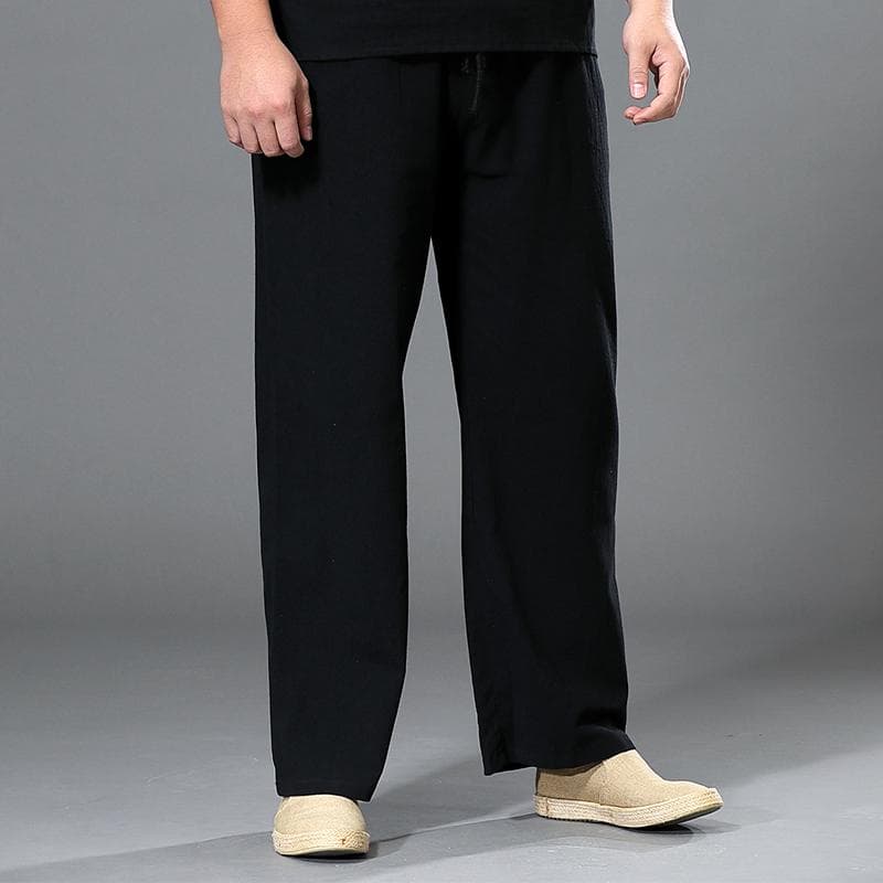 Pants Large Size Summer Men's Cotton Tall Big Sizes Wide Leg Linen Pant Oversized Jogger Trousers Male Plus Size Loose Pants Men 7XL black