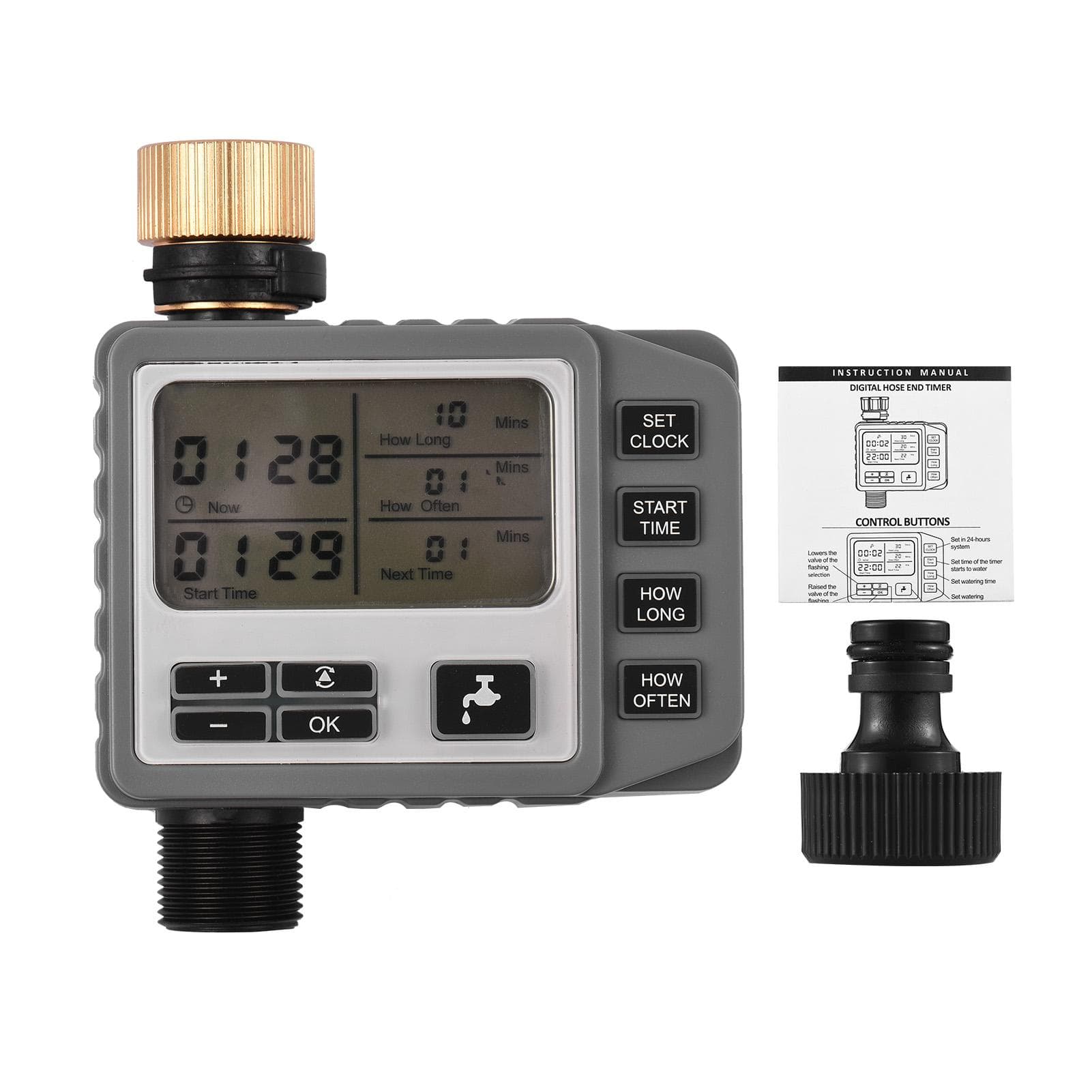 Sprinkler Timer Digital Hose End Irrigation Timer Programmable Outdoor Manual / Automatic Watering US Thread grey