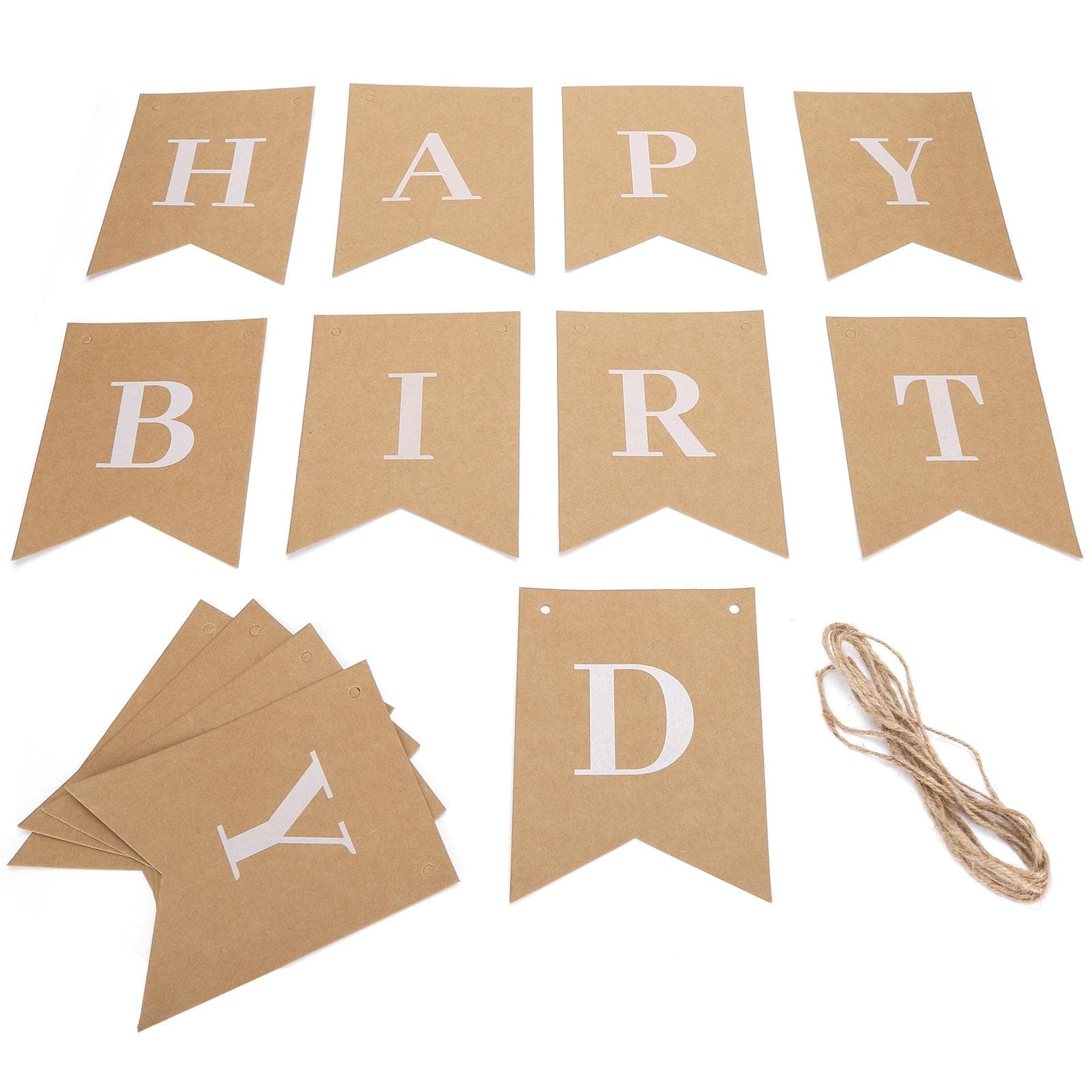 Kraft Paper Card Banner HandMade Strips Letter Shape DIY Rope Tandem Parties Decorations