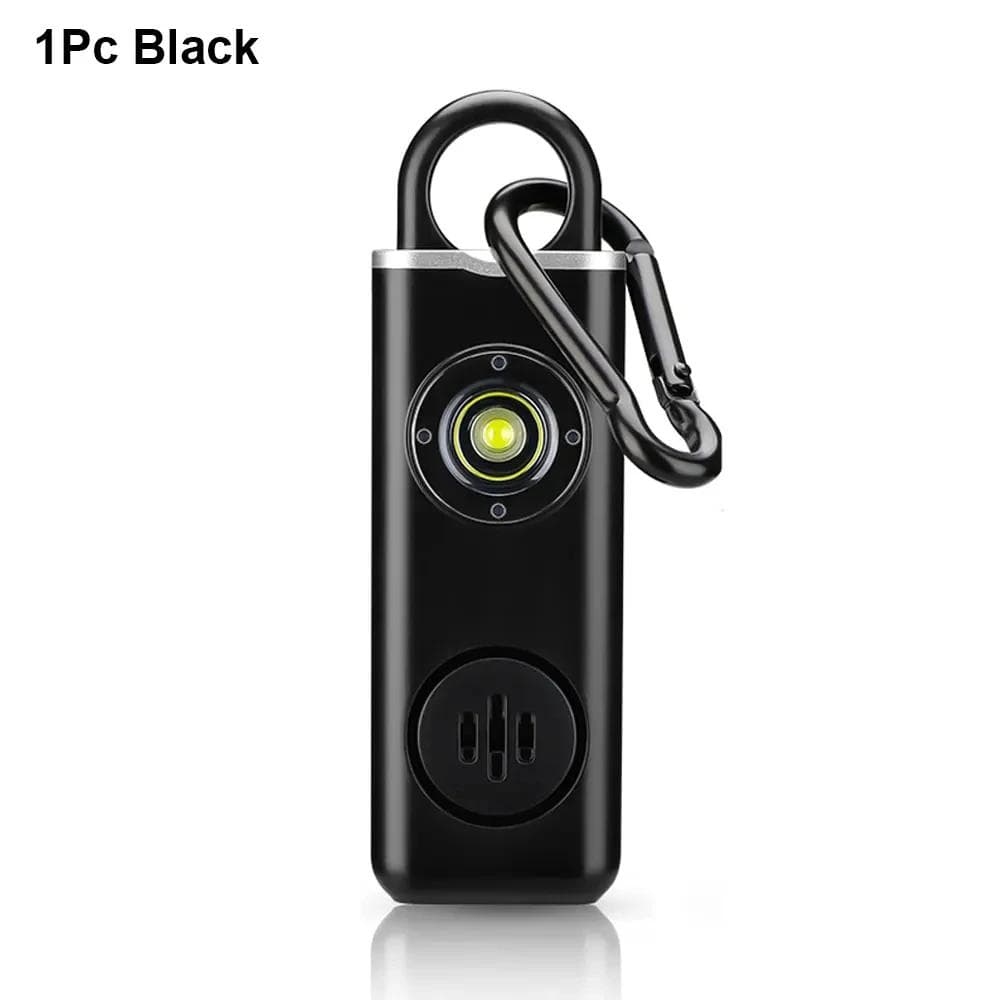 130dB Personal Defense Alarm Rechargeable Self Defense Woman Safety with LED Light Alarm Key Chain Emergency Anti-Attack black