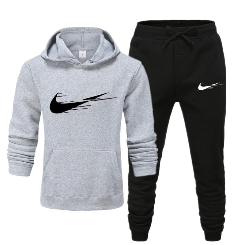 khaki Men/women Sportswear Sets Spring Autumn Brand Hooded Sweatshirt Casual Tracksuit Men 2 Piece Hoodies + Pants Men Clothing 3XL silver