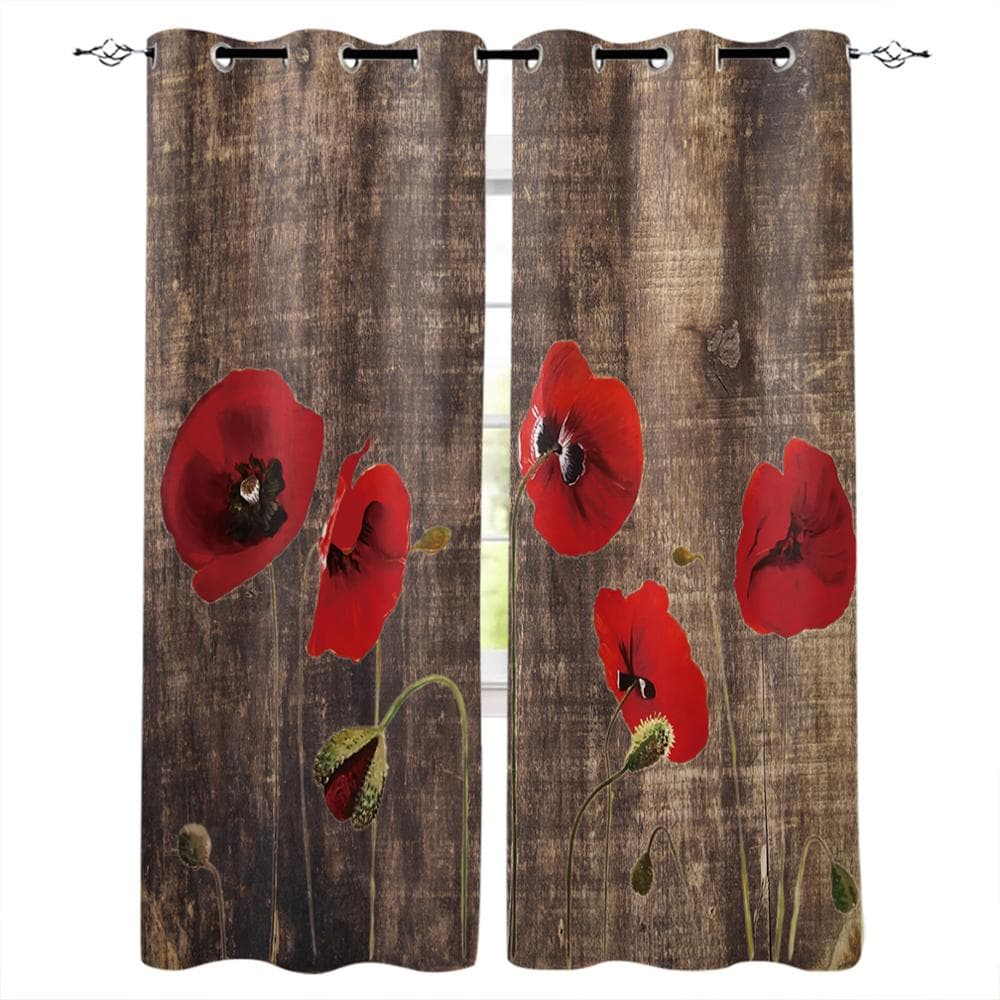 Nostalgic Poppy Essence Sexy Flowers Red Plants Window Curtains Scenic Curtains for Living Room Decorative Items Living Room 135W x 160H(cm)