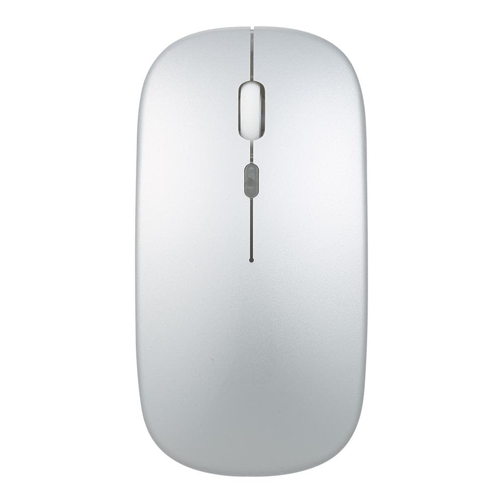 2.4G BT 5.0 Wireless Slim Rechargeable Mouse Less Noise 3 Adjustable DPI 7-color Breathing Light With Light silver