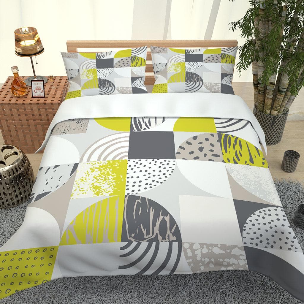 Bedding Set 3D Art Geometric Patterns Duvet Cover with Zipper Closure Comforter Cover Queen King Full Polyester Quilt Cover W90xL190cm