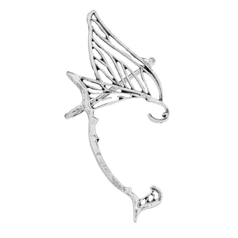 Fashion Punk Butterfly Elf Ear Clip Trendy Design Liquid Metal Wing Ear Cuff Stud Piercing Earrings for Women Girls Jewelry