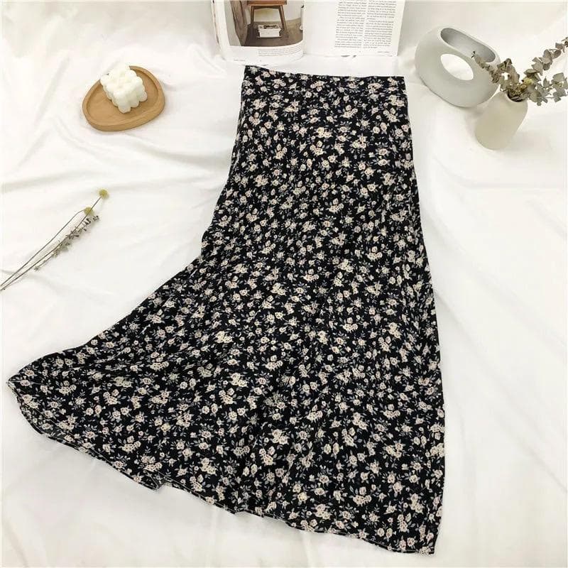 Women's Floral Dress Mid Length A-Line Skirt Plus Size Summer Ruffle Elastic Waist Beach Holiday Daily S