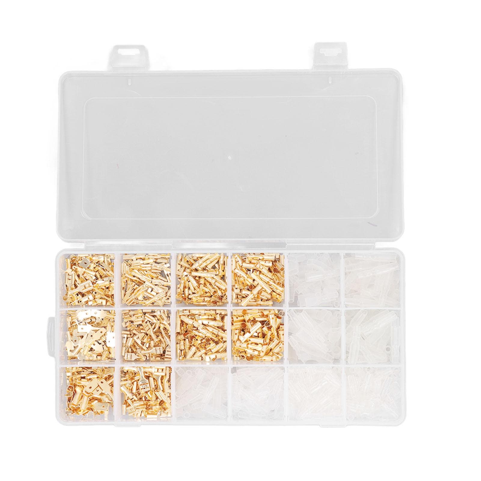 1000Pcs Male Female Blade Terminal Set Flame Retardant PVC Insulated Gold Blade Terminal Connector