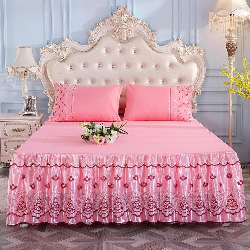 Luxury Style Lace Bed Skirt Non-slip Soft and Comfortable Double Layer Bed Skirt & Pillowcases 1pcs 16 Style 150*200cm 3pcs