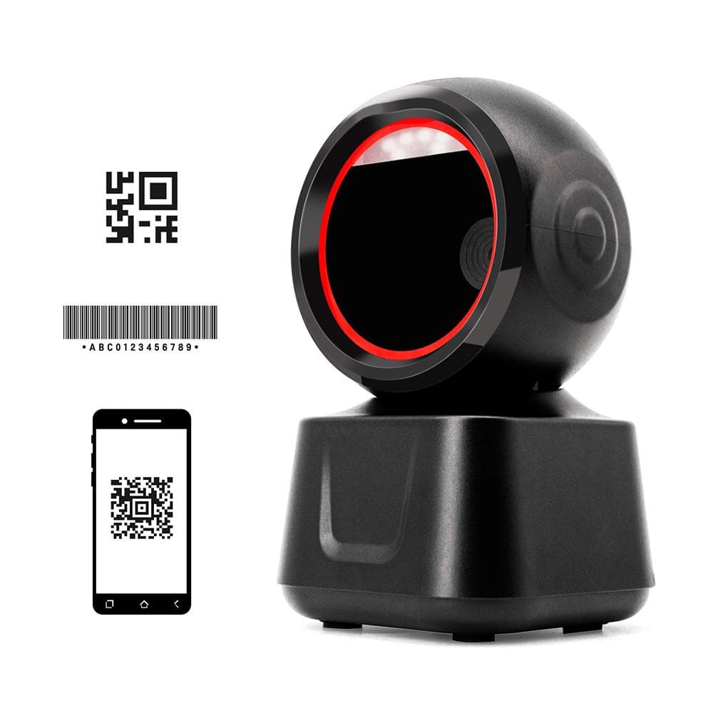 1D 2D QR Desktop Wired Barcode Scanner High-speed Platform Hands-Free Automatic Sense Reader USB 0 black