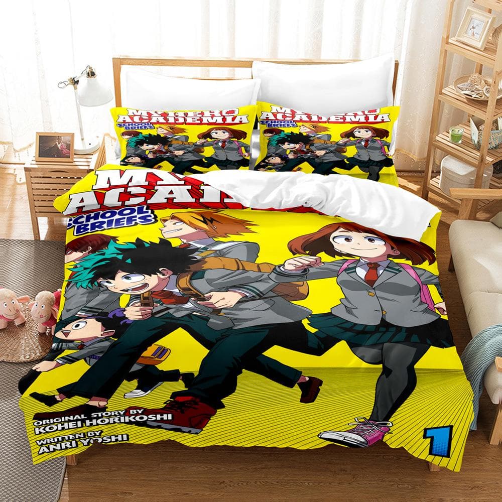 New My Hero Academia Bedding Set Japan Anime Soft Bedclothes Single Double Queen Twin Full Size Duvet Cover Teens Boys Bed Linen AU Double 180x210cm