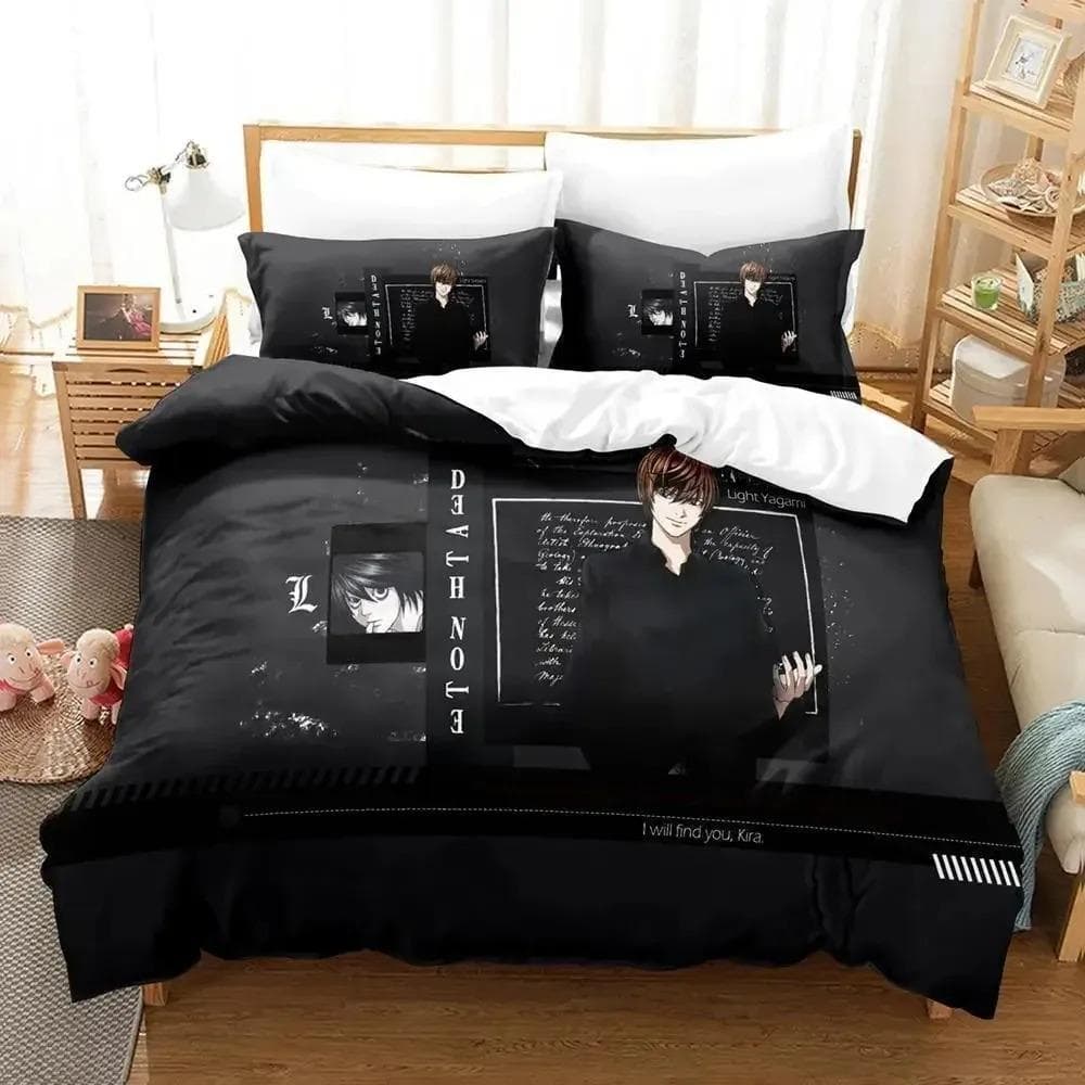 New Death Note Bedding Set Single Twin Full Queen King Size Bed Set Adult Kid Bedroom Duvet cover Sets 3D Anime Bed Sheet Set 70x133cm 2pcs