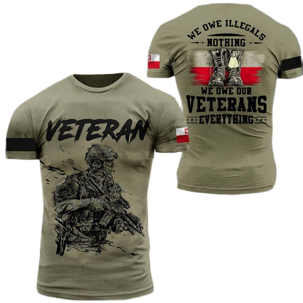 Polish Army Men's T-Shirt Veteran Soldier Poland Flag Print Men's Clothing Oversized Loose Pullover O Neck Short Sleeve Shirt M