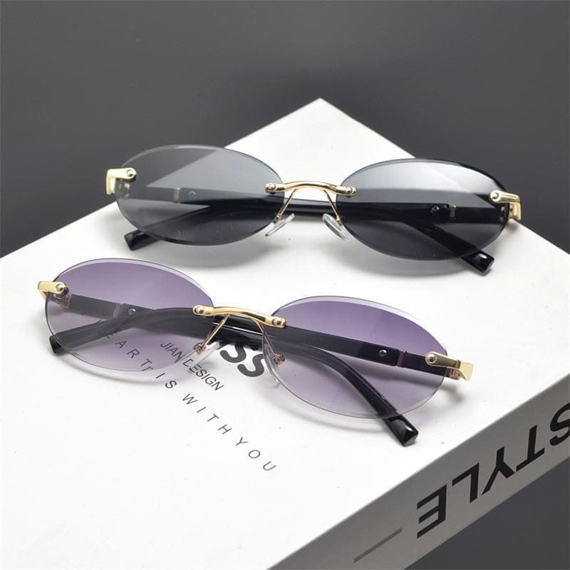 1 Piece Retro Frameless Oval Fashion Glasses Vintage Style Perfect for Birthday Photography Props and Costume Accessories