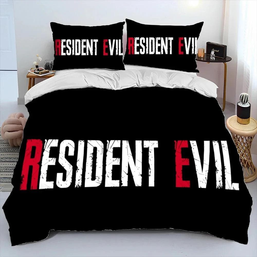 3D R-Resident Evil Games Gamer Comforter Bedding Set,Duvet Cover Bed Set Quilt Cover Pillowcase,king Queen Size Bedding Set Boys 135x200cm 2pcs
