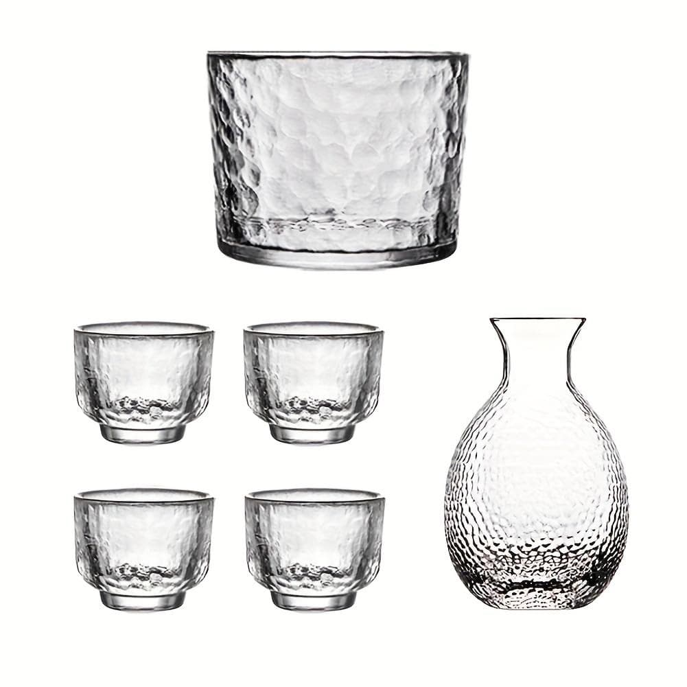 Set Japanese Sake Set Including 1 Sake Pot 4 Sake Cups And 1 Bowl Tokkuri Bottle Ochoko Cups Decanter Carafe Set Glass Gifts For Saki Lover Party