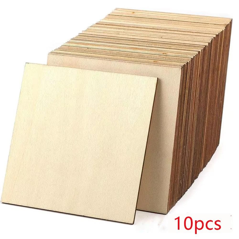 10pcs 150x150mm Square Blank Wood Sheet 60x60mm Unfinished Wood Squares Wood Carving Sheets 60x60mm