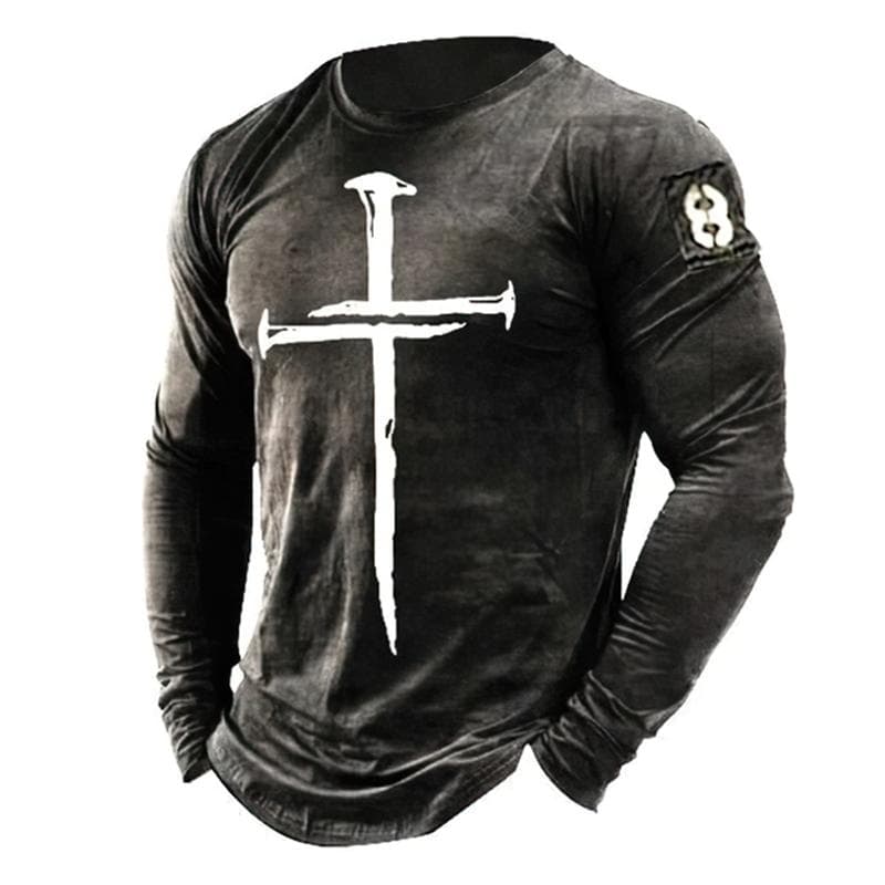 3D Heroic Templar T Shirt Men's Long Sleeve All-match Tops Fashion Street Hip Hop Cool Clothing Men Casual TShirts Oversized 6XL S