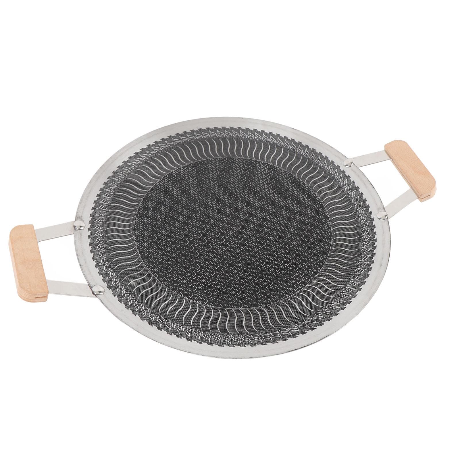 Korean Grill Pan Nonstick Round BBQ Griddle Compatible for Induction Cooker Gas Stove Indoor 34cm / 13.4in