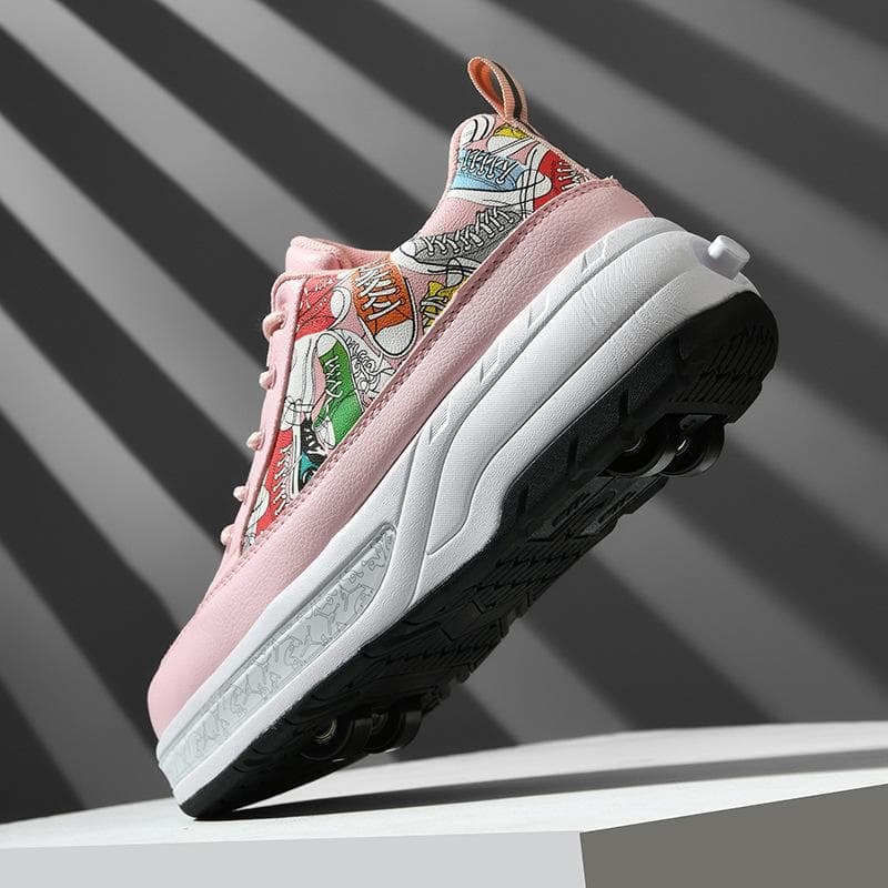 New Runaway Shoes Four-wheel Pulley Shoes Boys Children Shoes with Wheels Girls Skating Shoes 33