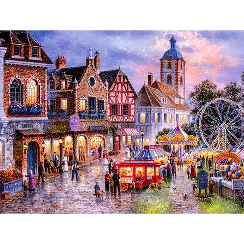 Diamond Embroidery Crowded Town Cross Stitch DIY Diamond Painting Diamonds Wall Stickers Home Decor 20X30CM