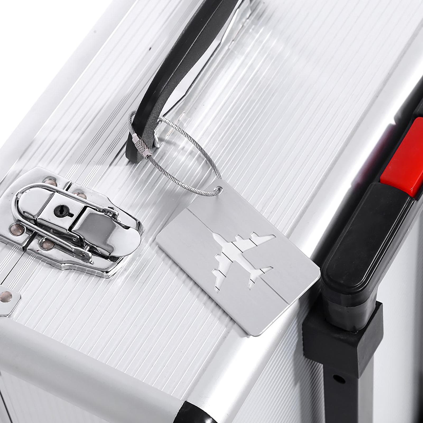 2PCS Fashion Aluminium Luggage BaggageTags Suitcase Label Name Address Holder(Silver)