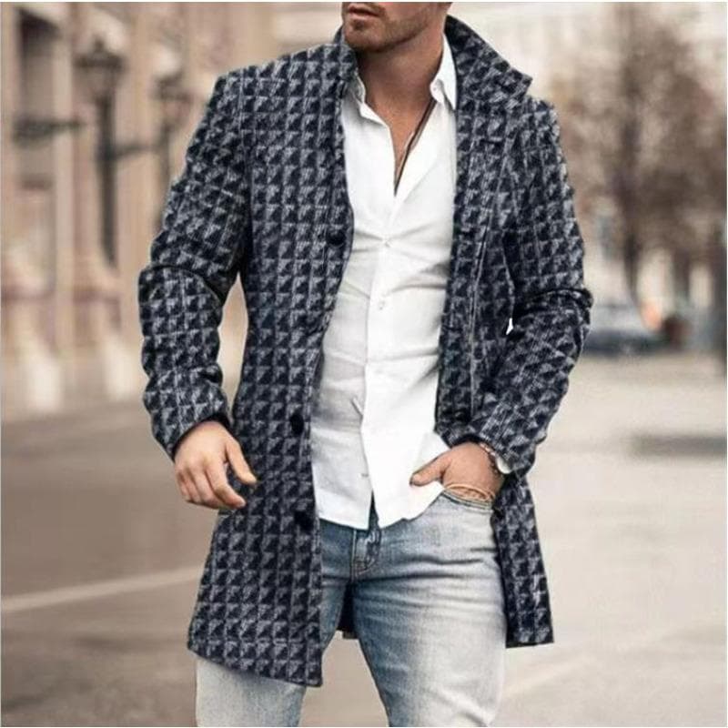 Nizi Men's Coat Medium and Long Woolen Coat 4XL