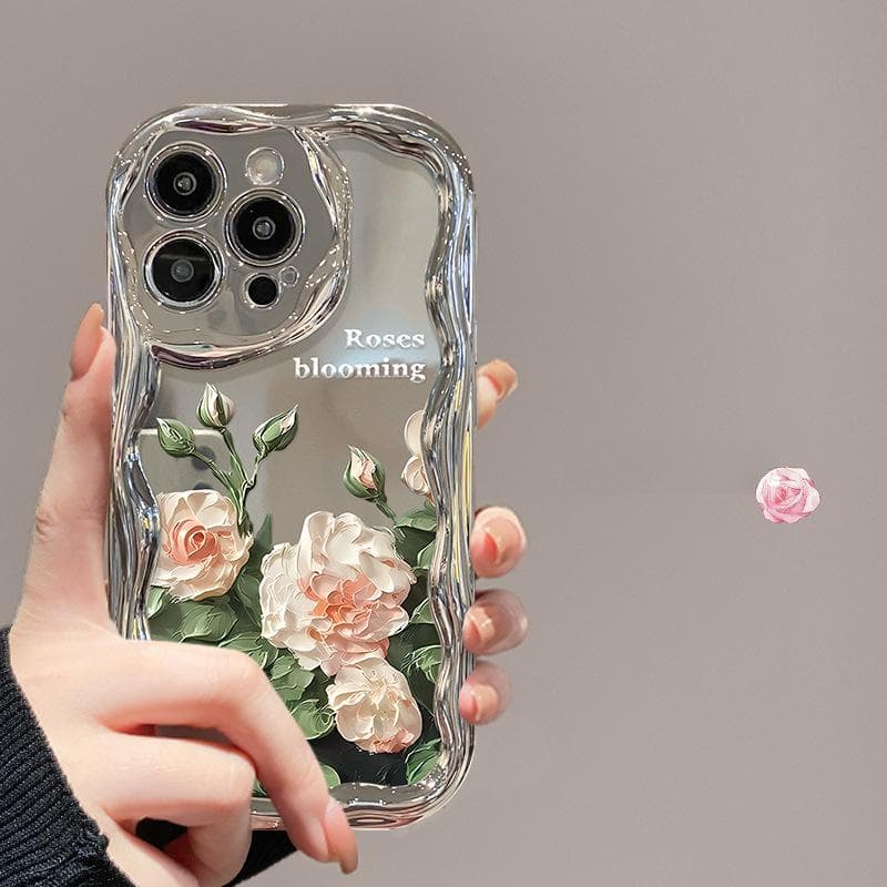Applicable To Apple 15 Mobile Phone Case Iphone14pro Crystal Flower Chain 13/12 Electroplated Silver 11 Full Cover Anti-fall iPhone 6s Plus